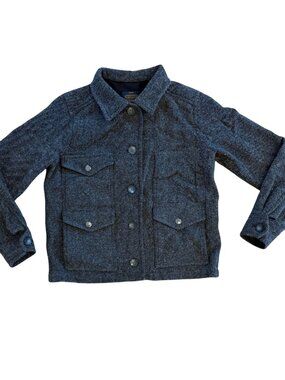 Pendleton Men's 100% Wool Herringbone Tweed Bomber Jacket Grey Black Size Small